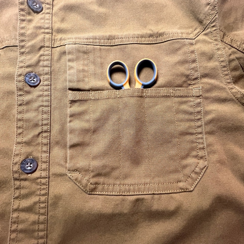 Duluth Men's DuluthFlex Fire Hose Lightweight WorkShirt Brown Tan Workwear Large - Picture 7 of 14